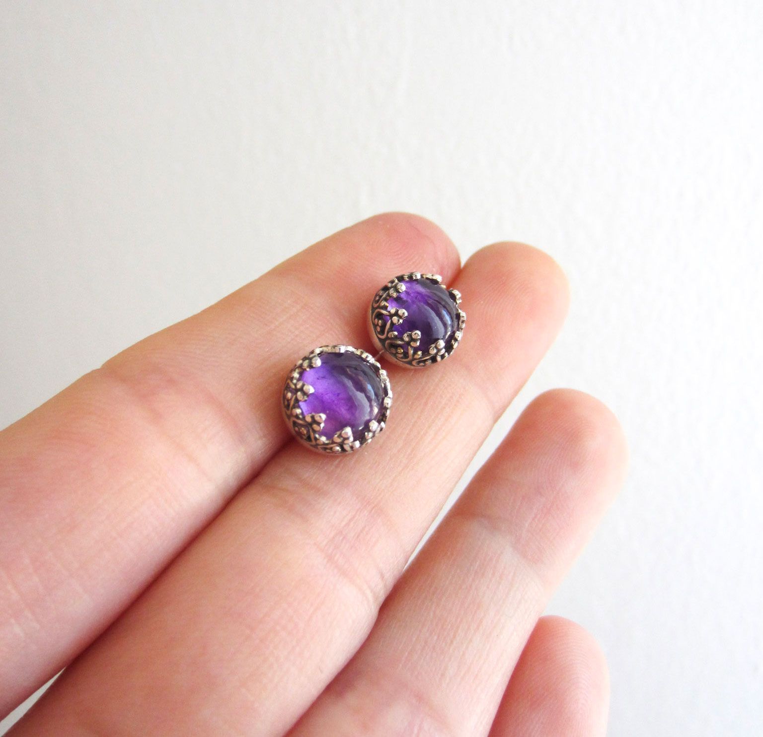 PENDIENTES BOTONCITO DE AMATISTA - Imagen 4