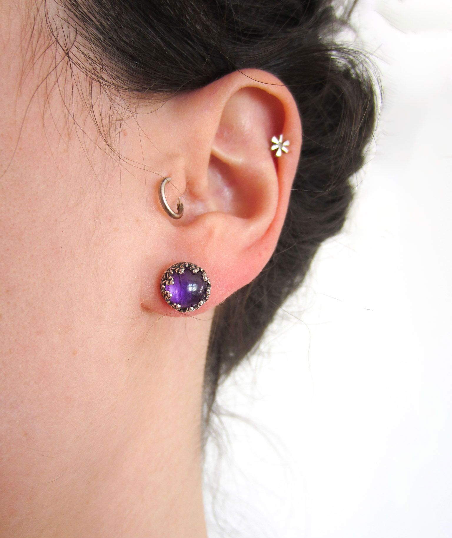 PENDIENTES BOTONCITO DE AMATISTA - Imagen 5